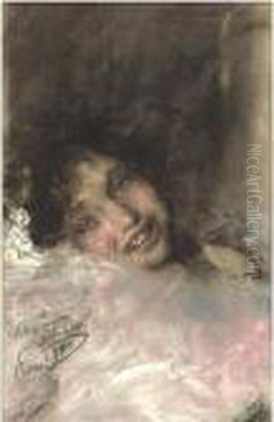 A Young Girl Laughing by Antonio Mancini