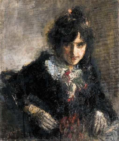 Sorriso Oil Painting by Antonio Mancini