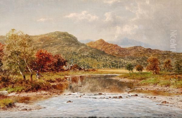 River Scene Oil Painting by William Henry Mander