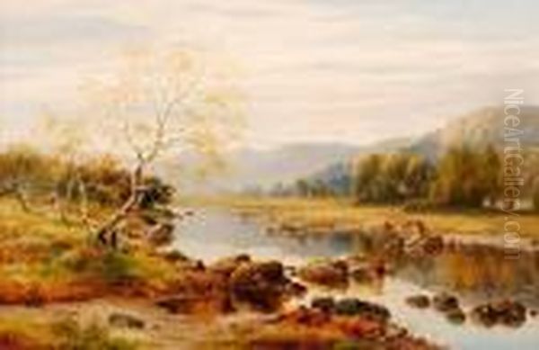 On The Conwy Below Betws-y-coed, Evening Oil Painting by William Henry Mander