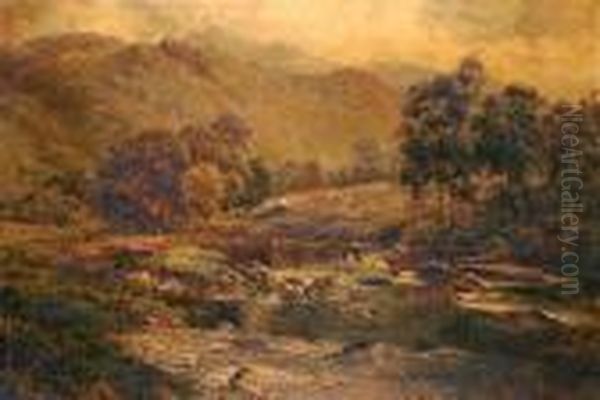 View Of A River In North Wales Oil Painting by William Henry Mander