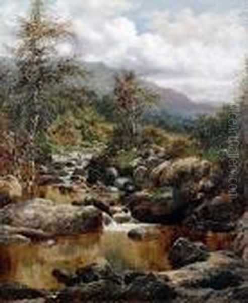 A Highland Stream Oil Painting by William Henry Mander