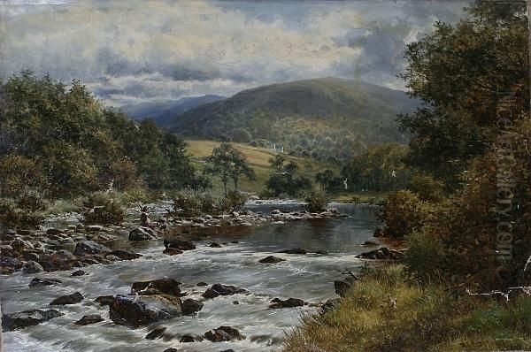 On The Lledr, Above The Beaver Bridge Oil Painting by William Henry Mander