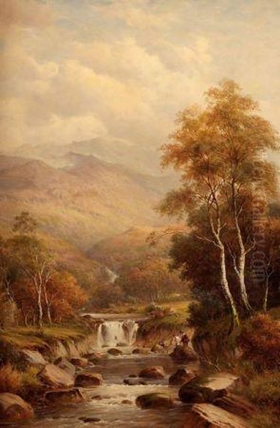 Falls Near Abberystwyth Oil Painting by William Henry Mander