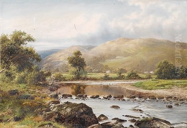 Stepping Stones At Bettws-y-coed, N.w. Oil Painting by William Henry Mander