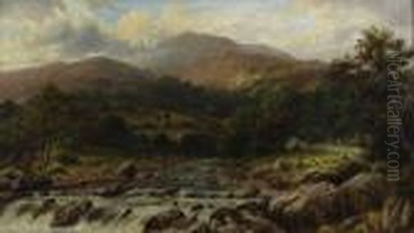 In The Lledr Valley Oil Painting by William Henry Mander