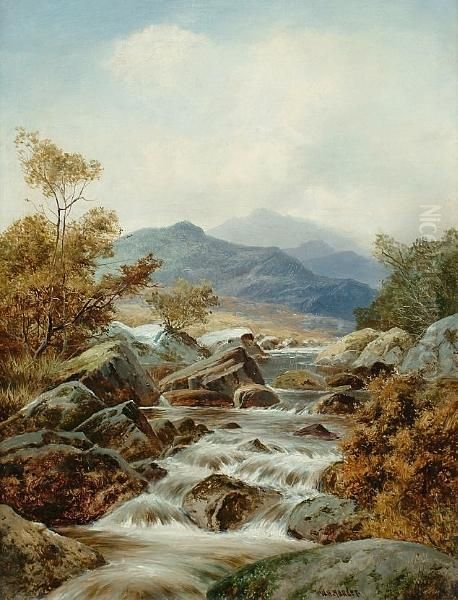 Highland River Landscapes Oil Painting by William Henry Mander