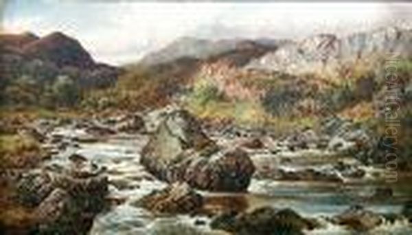 In The Valley Of The Lledr, North Wales Oil Painting by William Henry Mander