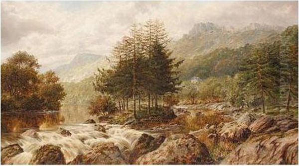 On The Llugy Near Pont-y-pair, Bettws, North Wales Oil Painting by William Henry Mander