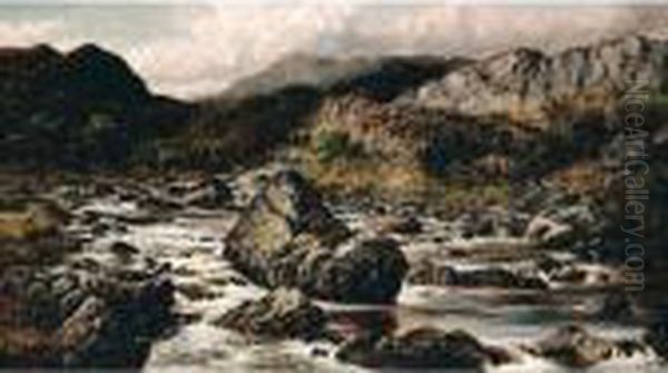 In The Valley Of The Lledr, North Wales Oil Painting by William Henry Mander