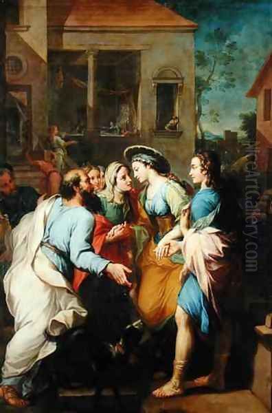 Tobias Presenting Sarah to his Father, 1733 Oil Painting by Pierre Parrocel