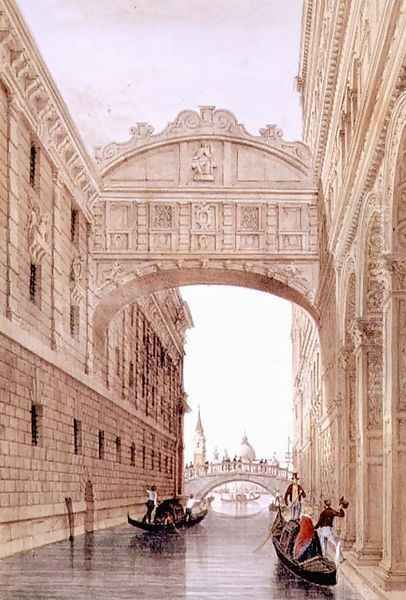 The Bridge of Sighs, Venice, engraved by Lefevre Oil Painting by Pividor, Giovanni