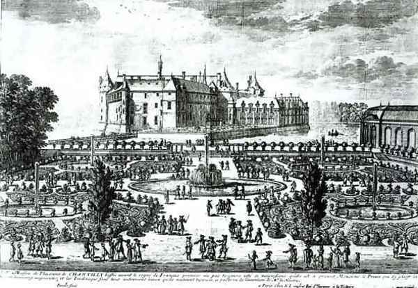 The Chateau de Chantilly and the gardens designed by Andre le Notre 1613-1700 Oil Painting by Adam Perelle