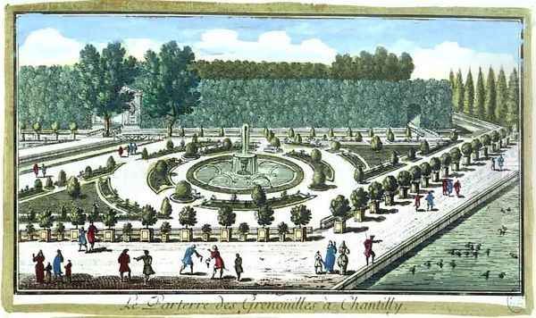 The Parterre des Grenouilles, Chantilly, from Vues des belles maisons de France published 1680 Oil Painting by Adam Perelle