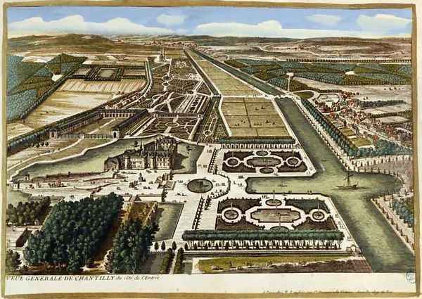 General View of Chantilly, from Vues des belles maisons de France, published 1680 Oil Painting by Adam Perelle