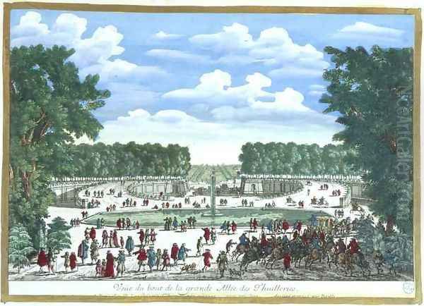 View of the Garden of the Palais des Tuilleries, from 'Vues des belles maisons de France, published 1680 Oil Painting by Adam Perelle