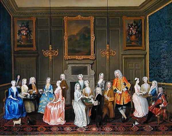 Tea Party at Lord Harringtons House, St. Jamess Oil Painting by Charles Phillips