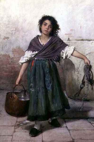 A Young Venetian Water-Carrier Oil Painting by Ludwig Passini