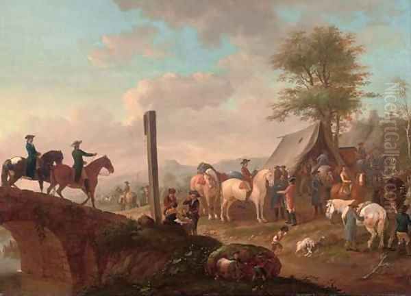 A military encampment Oil Painting by Johann Georg Pforr