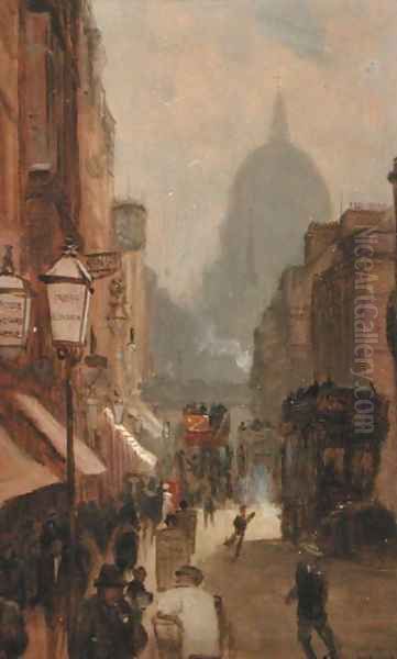 Fleet Street Oil Painting by George Hyde Pownall