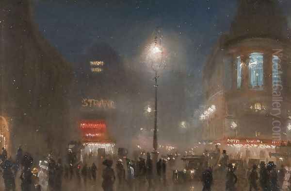 London Theatreland, c.1910 Oil Painting by George Hyde Pownall