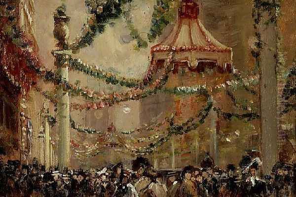 Decorations in St. Jamess Street for the Coronation of King George V, 1910 Oil Painting by George Hyde Pownall