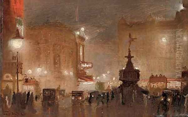 Piccadilly Circus Oil Painting by George Hyde Pownall