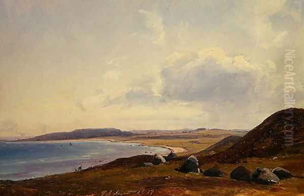 View towards Hesbjerg from the Hornbaek estate, 1857 Oil Painting by Vilhelm (Wilhelm) Peterson