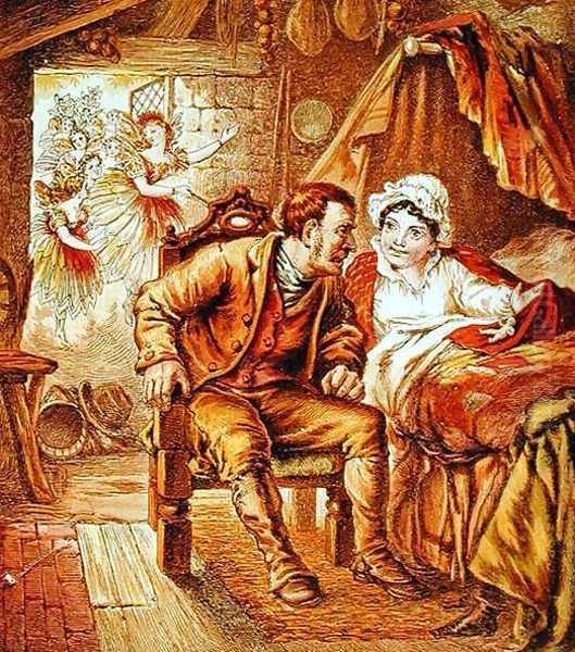 The Birth of Tom Thumb, illustration from Our Nurses Picture Book, engraved by Kronheim and Co., 1869 Oil Painting by Horace Petherick