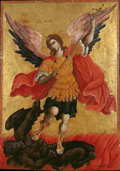 Icon of the Archangel Michael Oil Painting by Theodoros Pulakis