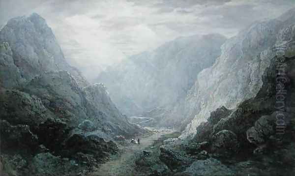 Figures Resting On The Pathway Through A Rocky Gorge Oil Painting by Waller Hugh Paton