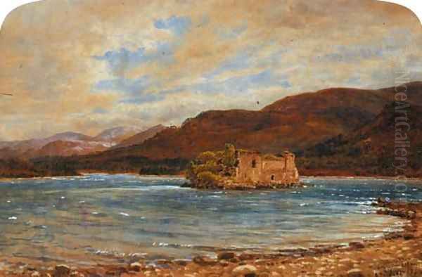 On the Tummel below Pitlochry; and Loch-an-Eilan Oil Painting by Waller Hugh Paton