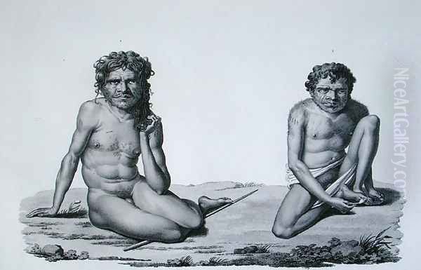 Port Jackson, New Holland Aborigines from the Blue Mountains, from Voyage Autour du Monde sur les Corvettes de LUranie engraved by Forget, published 1825 Oil Painting by Alphonse Pellion