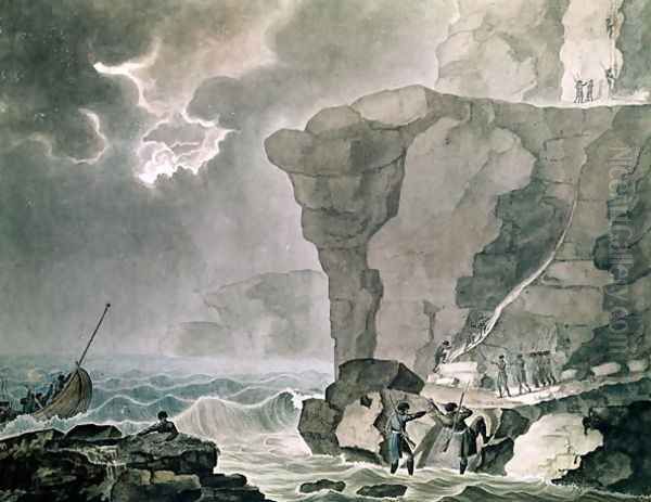 Landing of the Conspirators in the Cadoudal Affair at the Cliff of Biville near Dieppe, 16th January 1804 Oil Painting by Armand de Polignac