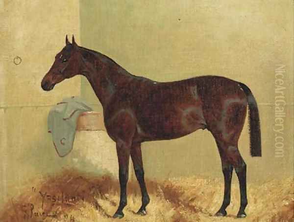 Ypsilanti, a bay hunter in a stable Oil Painting by George Paice