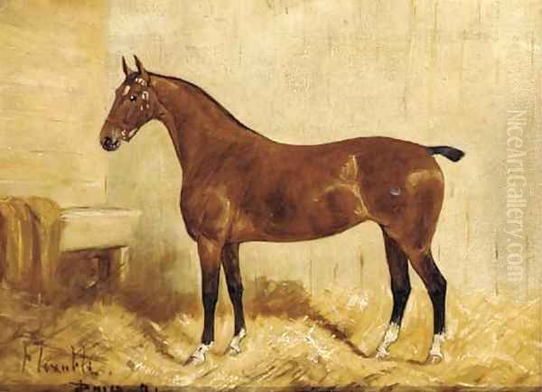 Flexible, a brown hunter in a stable Oil Painting by George Paice