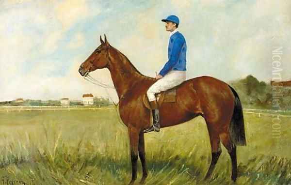 Lord Saint Ives, a bay racehorse with jockey up Oil Painting by George Paice