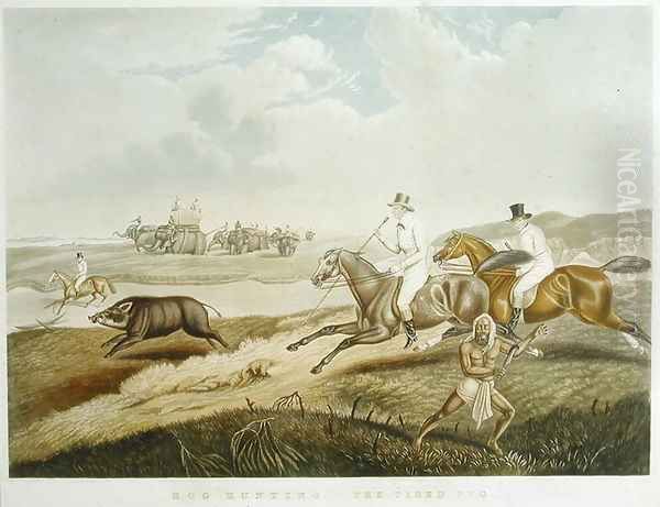 Hog Hunting The Tired Pig, engraved by S.W. Fores 1785-1825 c.1840 Oil Painting by Platt, Captain John