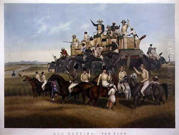 Hog Hunting The Find, engraved and pub. by Messrs Fores, c.1840 Oil Painting by Platt, Captain John