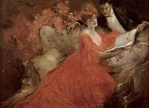 Flirtation, 1910 Oil Painting by Reginald Pannett