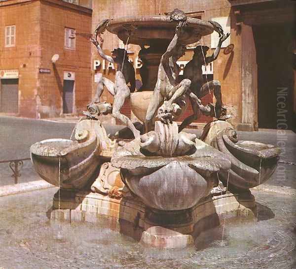 Fontana delle Tartarughe Oil Painting by Giacomo della Porta