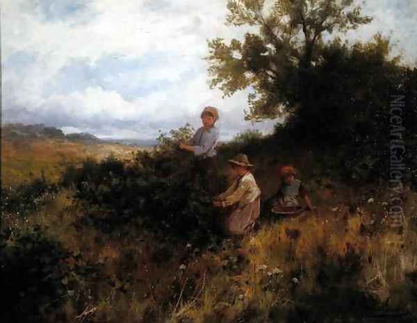 Blackberry Picking, c.1870 Oil Painting by Joseph Paulman