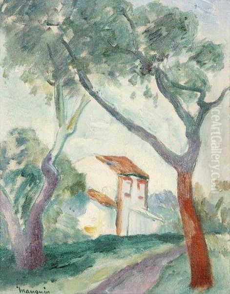 La Maison De La Mere Feraud A Saint-tropez Oil Painting by Henri Charles Manguin