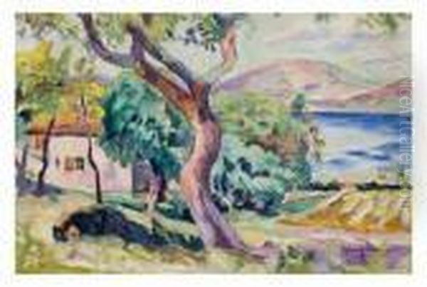 La Ferme Dans Le Golfe De Saint-tropez Oil Painting by Henri Charles Manguin