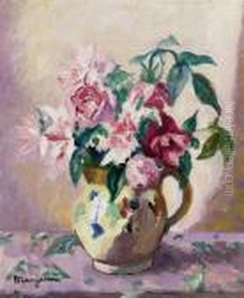 Roses Dans Un Pot Jaune Oil Painting by Henri Charles Manguin