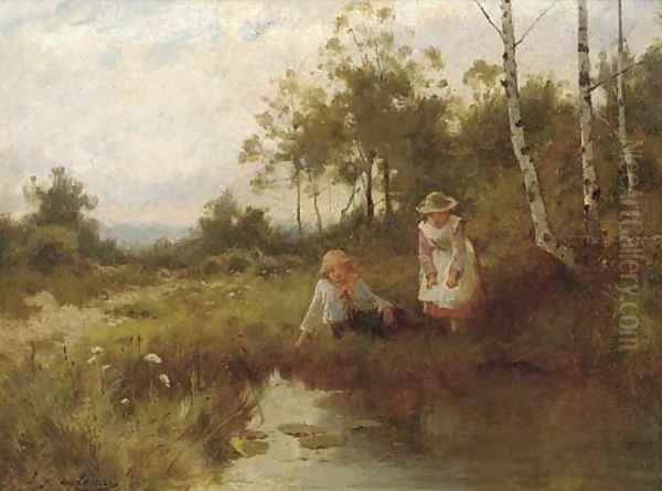 By the pond Oil Painting by Joseph Paulman