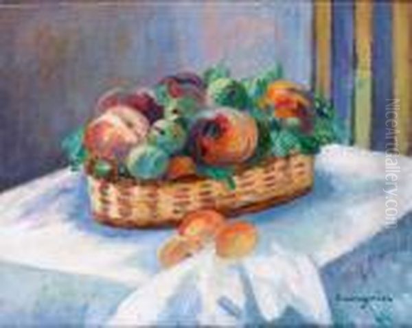 Corbeille De Prunes Et Peches Oil Painting by Henri Charles Manguin