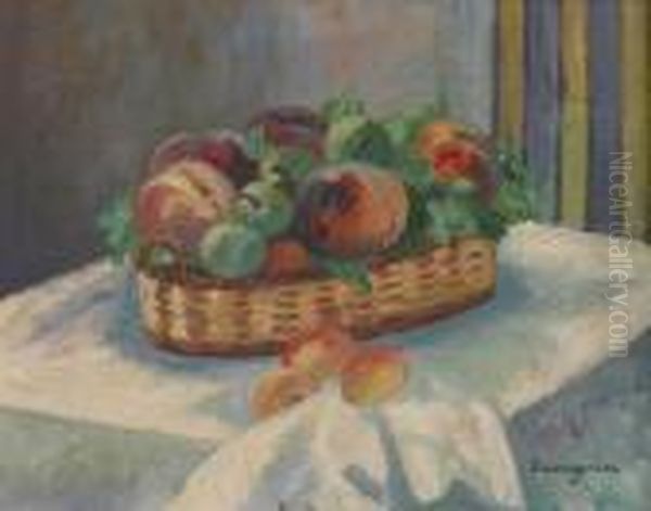 Corbeille De Prunes Et Du Peches Oil Painting by Henri Charles Manguin