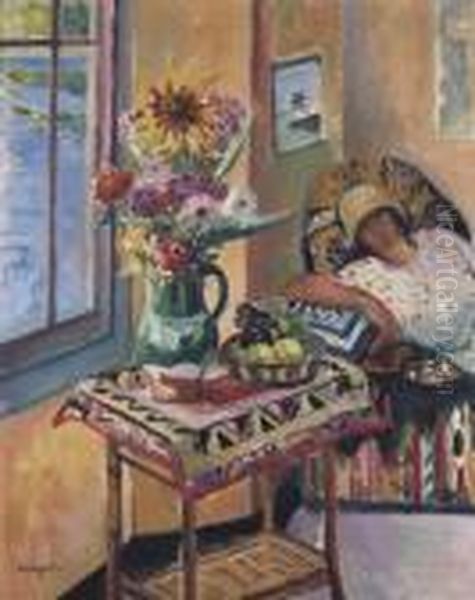 Interieur, Lucile Manguin (fille De L'artiste) Oil Painting by Henri Charles Manguin