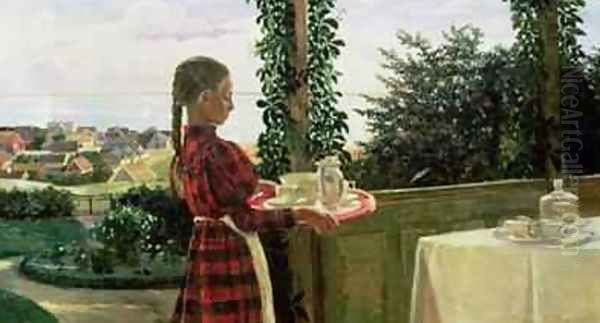 Teatime on the Verandah, 1899 Oil Painting by Henriette Panduro